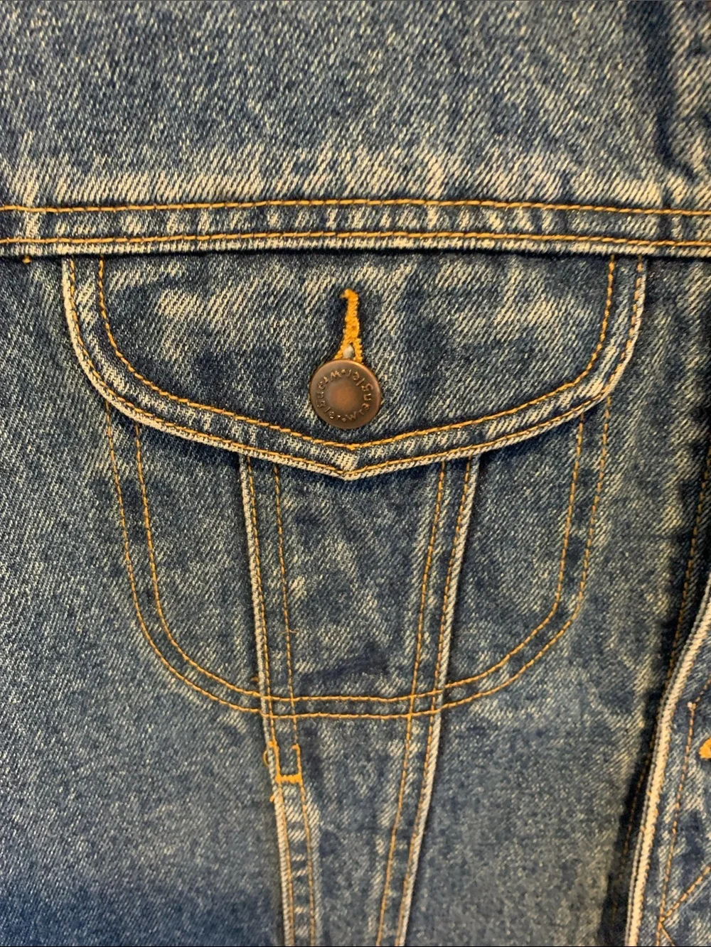 Wrangler Vintage  Blue Denim Vest with Brown Collar